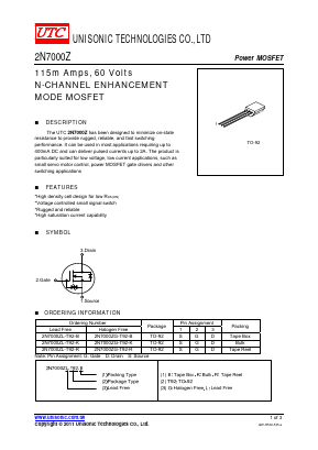 2N7000ZG-T92-K Datasheet PDF Unisonic Technologies