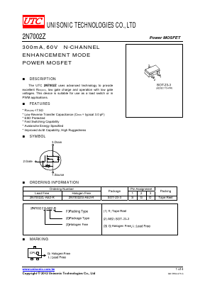 2N7002Z Datasheet PDF Unisonic Technologies