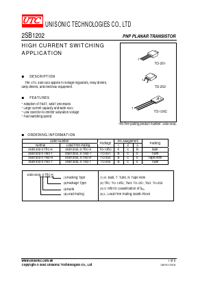 2SB1202-X-T6C-K Datasheet PDF Unisonic Technologies