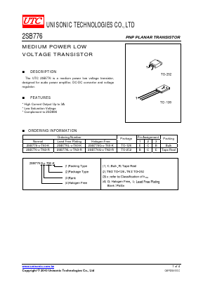 2SB776-Q-T60-K Datasheet PDF Unisonic Technologies