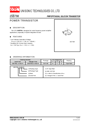 2SB798G-DK-AB3-R Datasheet PDF Unisonic Technologies