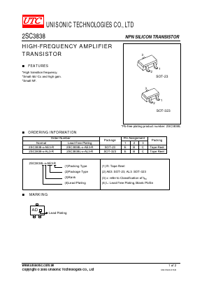 2SC3838L-B-AL3-R Datasheet PDF Unisonic Technologies