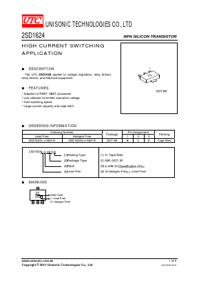2SD1624 Datasheet PDF Unisonic Technologies