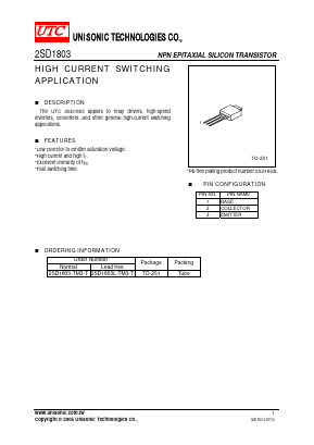 2SD1803L-TM3-T Datasheet PDF Unisonic Technologies