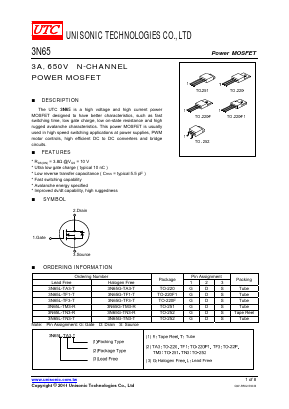 3N65L-TM3-K Datasheet PDF Unisonic Technologies