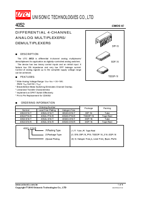 4052L-D16-R Datasheet PDF Unisonic Technologies