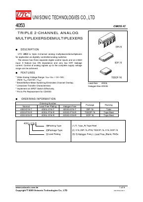 4053-P16-T Datasheet PDF Unisonic Technologies