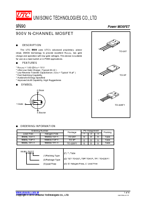 9N90G-T3P-T Datasheet PDF Unisonic Technologies