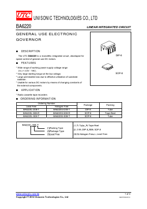 BA6220L-D08-R Datasheet PDF Unisonic Technologies