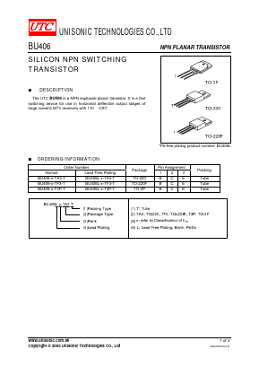 BU406 Datasheet PDF Unisonic Technologies