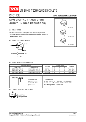 DTC115EL-AE3-R Datasheet PDF Unisonic Technologies