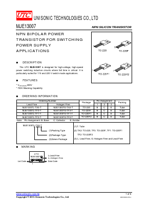 MJE13007G-TA3-T Datasheet PDF Unisonic Technologies
