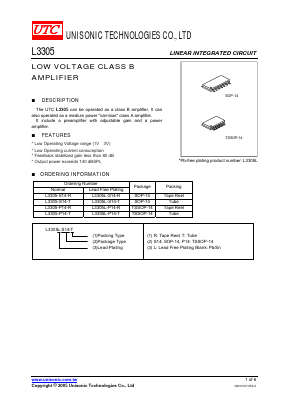 L3305L-S14-R Datasheet PDF Unisonic Technologies