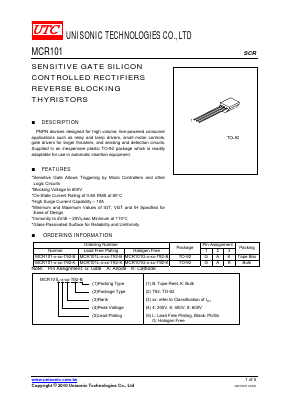 MCR101 Datasheet PDF Unisonic Technologies