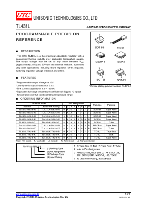 TL431LK-AE3-0-B Datasheet PDF Unisonic Technologies