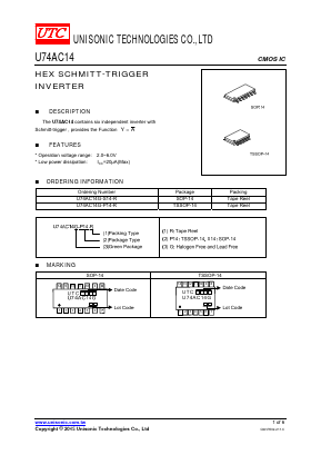 U74AC14 Datasheet PDF Unisonic Technologies