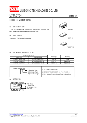 U74ACT04L-S14-R Datasheet PDF Unisonic Technologies