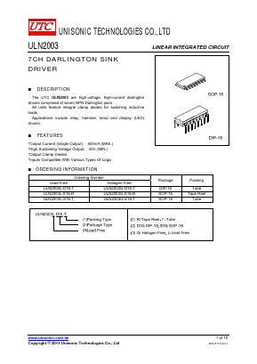 ULN2003L-S16-T Datasheet PDF Unisonic Technologies