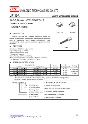 UR133L-50-AA-C-R Datasheet PDF Unisonic Technologies