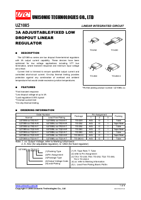 UZ1085-15-TA3-A-T Datasheet PDF Unisonic Technologies