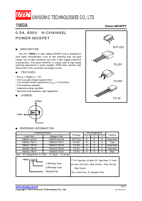 1N60AL-T92-K Datasheet PDF Unisonic Technologies