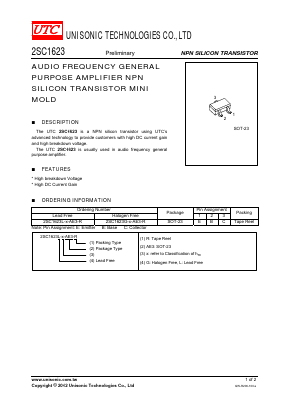 2SC1623G-X-AE3-R Datasheet PDF Unisonic Technologies