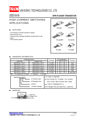 2SD1816L-X-TA3-T Datasheet PDF Unisonic Technologies