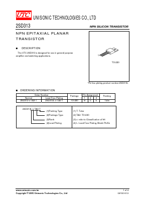 2SD313L-E-TA3-T Datasheet PDF Unisonic Technologies