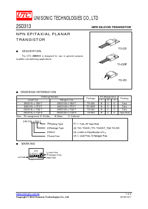 2SD313L-F-TF3-R Datasheet PDF Unisonic Technologies