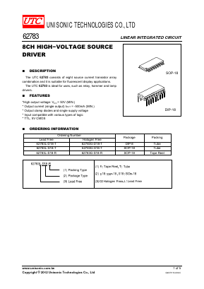 62783G-S18-T Datasheet PDF Unisonic Technologies