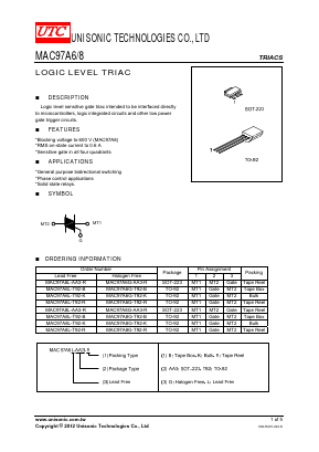 MAC97A6-AA3-R Datasheet PDF Unisonic Technologies