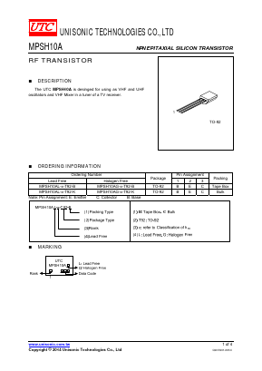 MPSH10AL-C-T92-K Datasheet PDF Unisonic Technologies