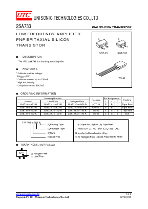 2SA733G-K-AE3-K Datasheet PDF Unisonic Technologies
