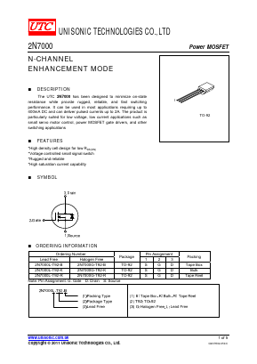 2N7000G-T92-R Datasheet PDF Unisonic Technologies