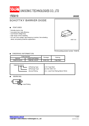 1N5819L-CA2-R Datasheet PDF Unisonic Technologies