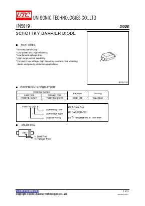 1N5819G-CA2-R Datasheet PDF Unisonic Technologies