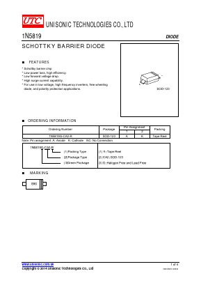 1N5819G-CA2-R Datasheet PDF Unisonic Technologies