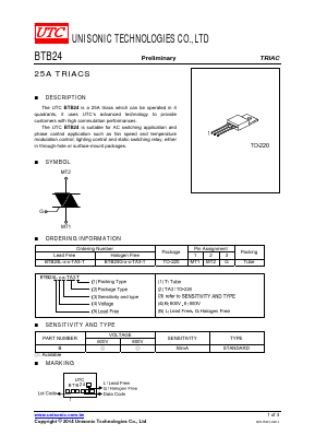 BTB24G Datasheet PDF Unisonic Technologies