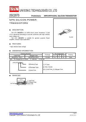 2SC2073L-TA3-T Datasheet PDF Unisonic Technologies