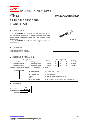 KTD863G-O-T9N-K Datasheet PDF Unisonic Technologies