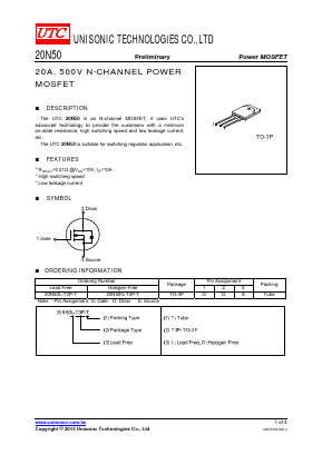 20N50G-T3P-T Datasheet PDF Unisonic Technologies