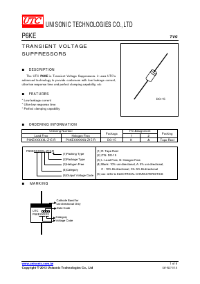 P6KE13 Datasheet PDF Unisonic Technologies