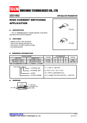 2SD1802 Datasheet PDF Unisonic Technologies