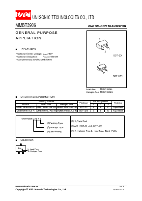MMBT3906L Datasheet PDF Unisonic Technologies