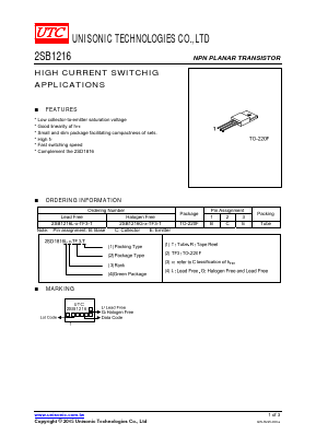 2SB1216G-X-TF3-T Datasheet PDF Unisonic Technologies