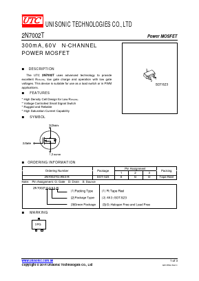 2N7002TG-AN3-R Datasheet PDF Unisonic Technologies