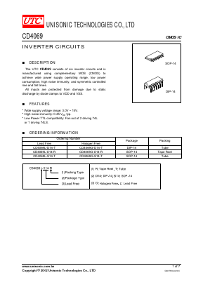 CD4069G-D14-T Datasheet PDF Unisonic Technologies