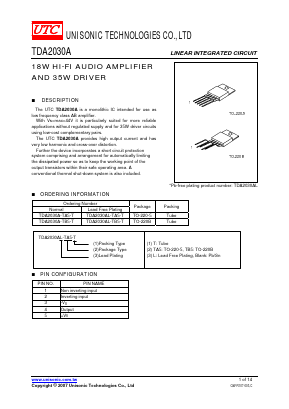 TDA2030AL Datasheet PDF Unisonic Technologies
