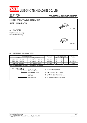 2SA1700G-E-TM3-R Datasheet PDF Unisonic Technologies