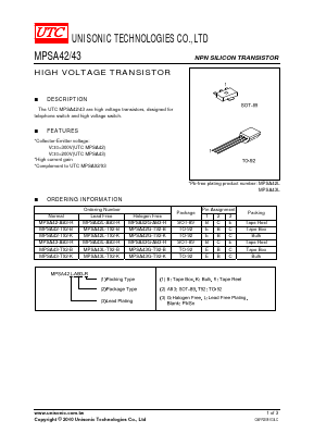 MPSA43L-AB3-R Datasheet PDF Unisonic Technologies